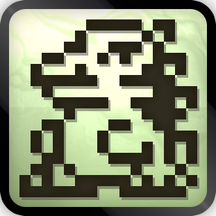 LCD-screen effect applied to a Tyrannomon sprite.